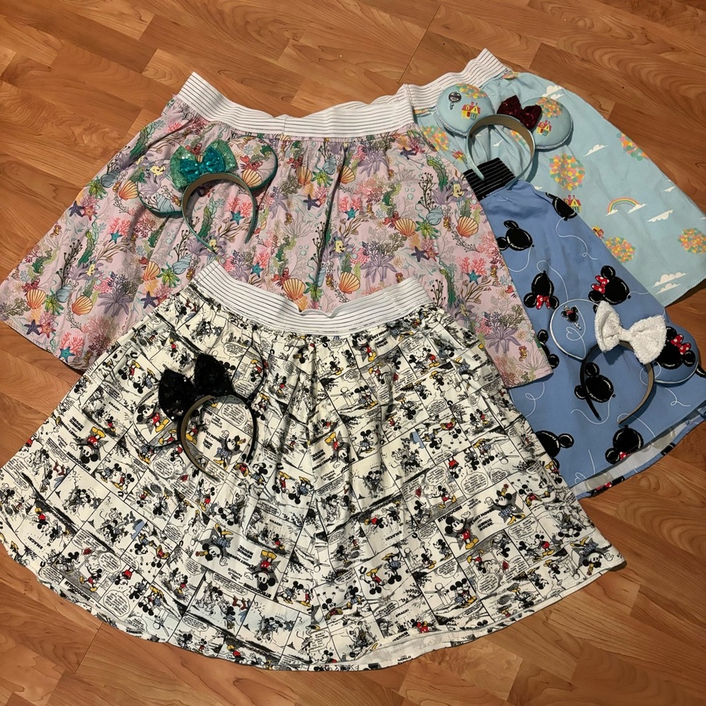 Lot of Disney skirts with matching Ears and tanks XL